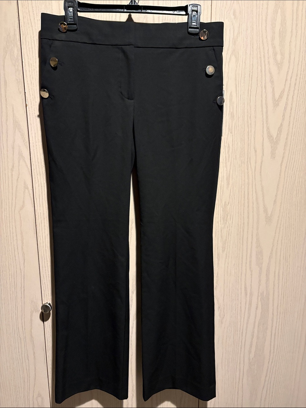 LOFT Black Boot-Cut Pants with Gold-Tone Buttons NWT